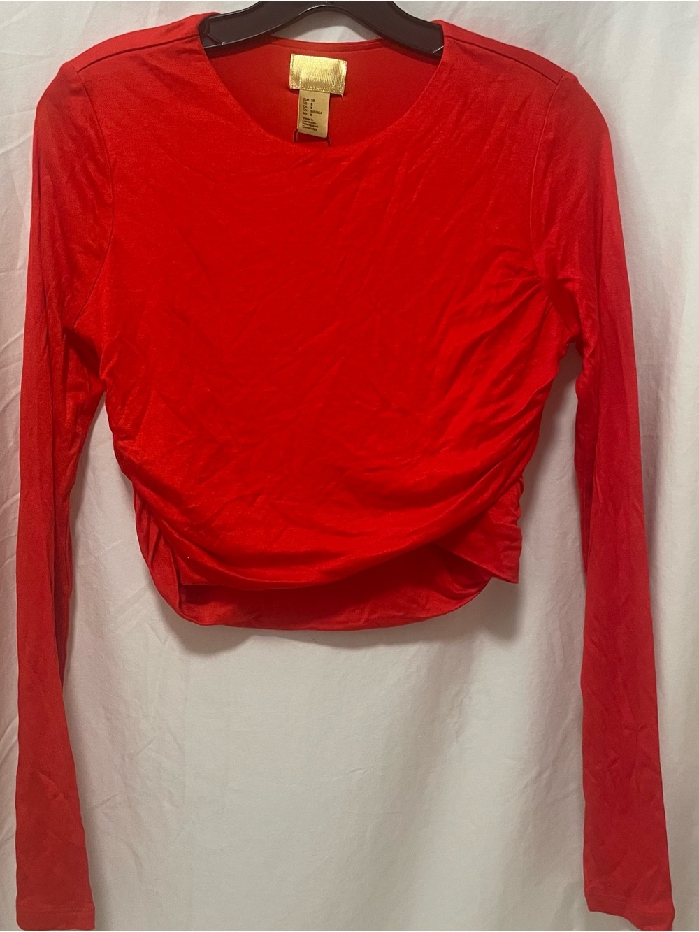 H&M Red Long-Sleeve Crewneck Top